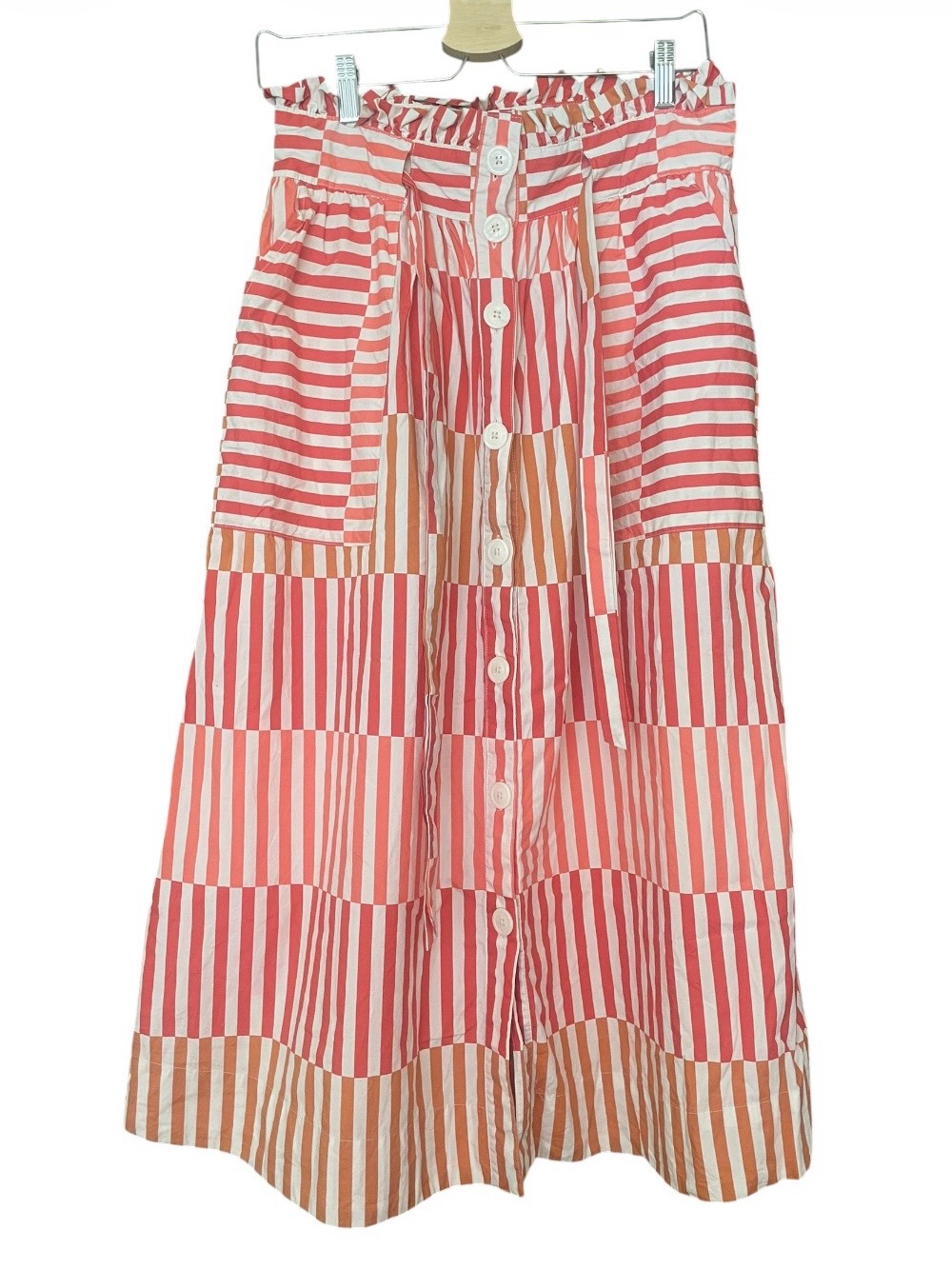 Who What Wear Striped Button-Front A-Line Skirt